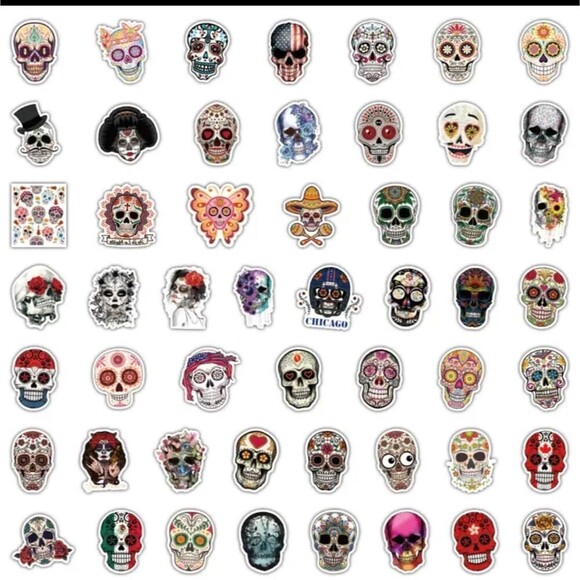 Sugar skull sticker bundle day of the dead skeleton decals - Picture 2 of 6